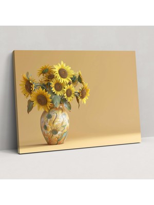 Painted Anarchy Oniki Ayçiçekli Vazo Kanvas Tablo - Vincent Van Gogh, Vincent Van Gogh, Duvar Dekorasyonu, Ev Dekorasyonu, 50X30