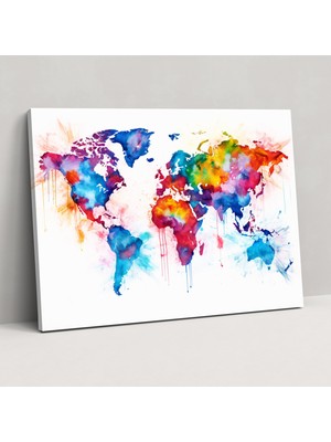 Painted Anarchy Sanatsal Dünya Haritası Duvar Dekorasyonu - Dünya Haritası, Duvar Dekorasyonu, Kanvas Tablo Duvar Sanatı, Büyüleyici, 50X30