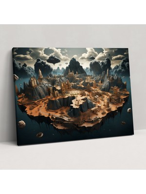 Painted Anarchy Gerçeküstü Dünya Haritası Duvar Tablosu - Dünya Haritası, Kanvas Tablo, Ev Dekorasyonu, Duvar Sanatı, 50X30