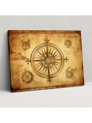 Painted Anarchy Vintage Dünya Haritası Duvar Dekorasyonu - Dünya Haritası, Eski Pusula Gülü, Yaşlı Parşömen Dokusu, Dünya Haritası, 50X30