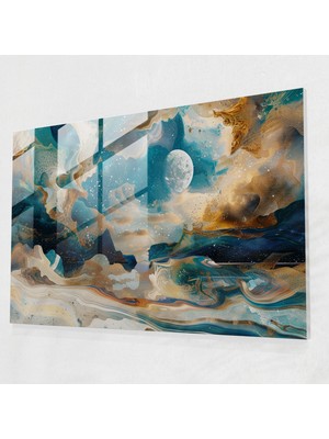 Painted Anarchy Gerçeküstücülük Sanatı Ev Dekorasyonu - Kozmik Manzarada Soyut Şekillerin Gerçeküstü Kolajı - Gerçeküstücülük Sanatı, Modern Sanat, Soyut Sanat, Renkli Dekor, 45X30