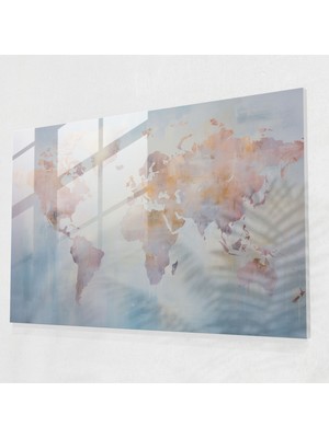 Painted Anarchy Dünya Haritası Cam Baskı - Dünya Haritası 2, Ev Dekorasyonu, Modern Sanat, Cam Baskı, 45X30