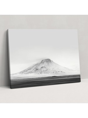Painted Anarchy Volkanik Manzara Kanvas Tablo - Volkan, Volkan Duvar Tablosu, Siyah Beyaz, Sakin Atmosfer, 50X30
