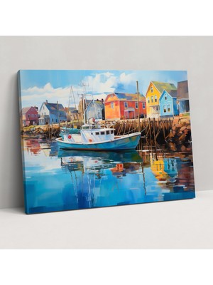 Painted Anarchy Seyahat Kanvas Tablo - Sahil Kasabası Tatil Tablosu - Seyahat, Duvar Dekorasyonu, Seyahat, Duvar Sanatı, 50X30