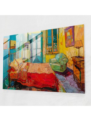Painted Anarchy Vincent Van Gogh Cam Baskı - Arles'ta Yatak Odası - Vincent Van Gogh, Vincent Van Gogh, Modern Sanat, Ev Dekorasyonu, 45X30