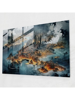 Painted Anarchy Dünya Haritası Cam Baskı - Gerçeküstü Dünya Haritası - Dünya Haritası 2, Cam Sanatı, Cam Baskı, Duvar Süslemesi, 45X30