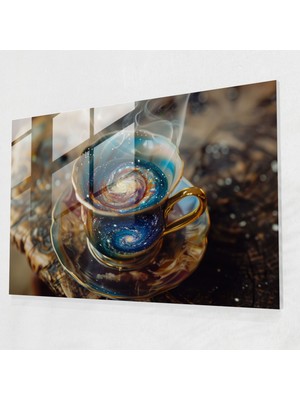 Painted Anarchy Çay Fincanındaki Galaksiler Cam Baskı - Salvador Dali, Ev Dekorasyonu, Salvador Dali, Cam Sanatı, 45X30