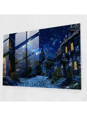 Painted Anarchy Vincent Van Gogh Cam Baskı - Yıldızlı Gece Gökyüzü - Vincent Van Gogh, Gökyüzü, Arnavut Kaldırımı Taşı, Cam Baskı, 45X30