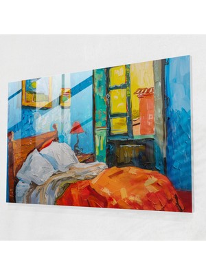 Painted Anarchy Arles'ta Yatak Odası Cam Duvar Sanatı - Vincent Van Gogh, Duvar Dekorasyonu, Cam Duvar Sanatı, Vincent Van Gogh, 45X30