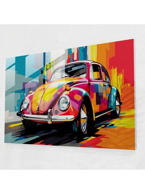 Painted Anarchy Canlı Volkswagen Beetle Cam Baskı - Volkswagen Beetle, Ev Dekorasyonu, Modern Sanat, Pop Art, 45X30