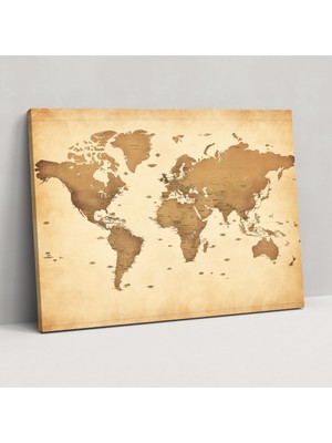 Painted Anarchy Vintage Dünya Haritası Dekoru - Dünya Haritası, Dünya Haritası, Kanvas Tablo, Kanvas Tablo, 50X30