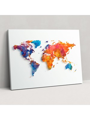 Painted Anarchy Geometrik Dünya Haritası Kanvas Tablo - Dünya Haritası, Kanvas Tablo, Geometrik Şekiller, Modern, 50X30