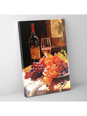 Painted Anarchy Şarap Kanvas Tablo - Şarap Şişesi ile Natürmort Duvar Tablosu - Şarap, Şarap Şişesi ile Natürmort Duvar Sanatı, Ev Dekorasyonu, Şarap Kanvas Tablo, 30X50