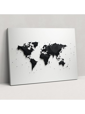 Painted Anarchy Minimalist Dünya Haritası Duvar Sanatı - Dünya Haritası, Duvar Dekorasyonu, Çizgiler, Temiz, 50X30