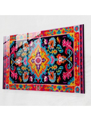 Painted Anarchy Canlı Türk Halısı Cam Baskı - Türk Halısı, Duvar Dekorasyonu, Cam Duvar Sanatı, Canlı Renkler, 45X30