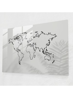 Painted Anarchy Dünya Haritası Cam Baskı - Dünya Haritası 2, Ev Dekorasyonu, Modern Sanat, Temiz Çizgiler, 45X30