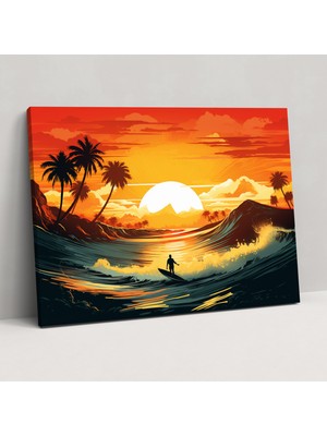 Painted Anarchy Sörf Gün Batımı Kanvas Tablo - Sörf, Sörf, Gün Batımı, Kanvas Tablo, 50X30