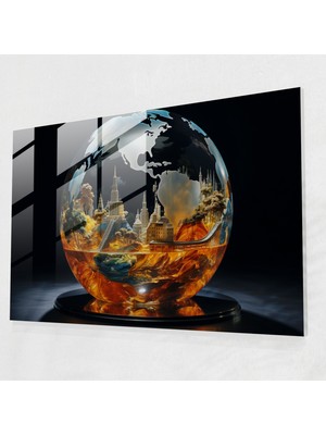 Painted Anarchy Rüya Gibi Dünya Haritası Cam Baskı - Dünya Haritası 2, Duvar Süslemesi, Cam Baskı, Rüya Gibi, 45X30