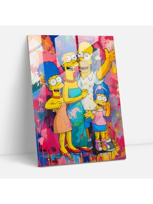 Painted Anarchy Simpsons Cam Baskı - Renkli Soyut Duvar Tablosu - Simpsonlar, Cam Sanatı, Modern Sanat, Cam Duvar Sanatı, 30X45