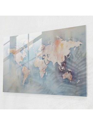 Painted Anarchy Dünya Haritası Cam Baskı - Empresyonist Uyum - Dünya Haritası 2, Dokulu Fırça Darbeleri, Cam Duvar Sanatı, Empresyonist Resim, 45X30