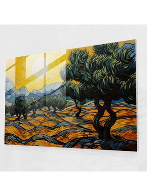Painted Anarchy Vincent Van Gogh Ev Dekorasyonu - Sakin Zeytin Ağaçları - Vincent Van Gogh, Cam Baskı, Modern Sanat, Vincent Van Gogh, 45X30
