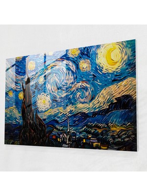 Painted Anarchy Yıldızlı Gece Cam Baskı - Vincent Van Gogh, Modern Sanat, Cam Baskı, Duvar Dekorasyonu, 45X30