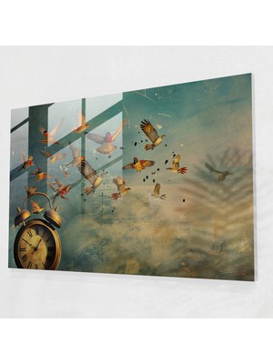 Painted Anarchy Zaman Kuşları Cam Duvar Tablosu - Sürrealizm Sanatı, Cam Sanatı, Sürrealizm Sanatı, Duvar Dekorasyonu, 45X30