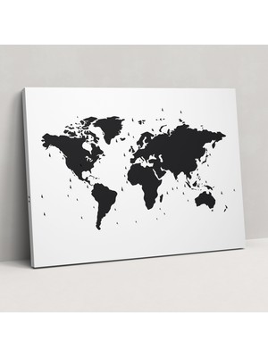 Painted Anarchy Dünya Haritası Duvar Süslemesi - Dünya Haritası, Dünya Haritası, Duvar Süslemesi, Siyah Beyaz, 50X30