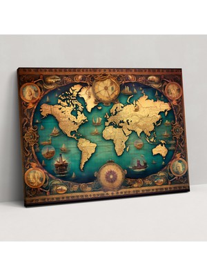 Painted Anarchy Dünya Haritası Kanvas Tablo - Dünya Haritası, Kanvas Tablo, Duvar Sanatı, Tarih, 50X30