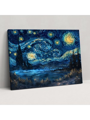 Painted Anarchy Vincent Van Gogh Yıldızlı Gece Gökyüzü Tablosu - Vincent Van Gogh, Ev Dekorasyonu, Duvar Dekorasyonu, Duvar Sanatı, 50X30