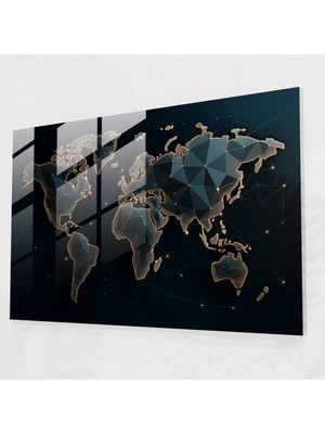Painted Anarchy Dünya Haritası Modern Sanat - Dünya Haritası 2, Modern Sanat, Dünya Haritası, Fütüristik Tasarım, 45X30