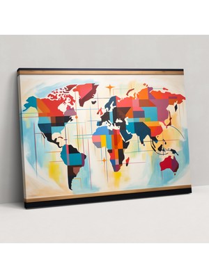 Painted Anarchy Modern Dünya Haritası Duvar Sanatı - Dünya Haritası, Kanvas Tablo, Modern Soyut Resim, Kanvas Tablo Duvar Sanatı, 50X30