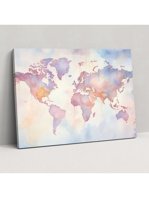 Painted Anarchy Suluboya Dünya Haritası Kanvas Tablo - Dünya Haritası, Kanvas Tablo, Kanvas Tablo, Ev Dekorasyonu, 50X30