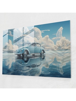 Painted Anarchy Volkswagen Beetle Gerçeküstü Cam Baskı - Volkswagen Beetle, Cam Duvar Sanatı, Modern Sanat, Cam Sanatı, 45X30