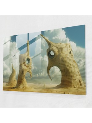 Painted Anarchy Dali Çöl Manzarası Cam Duvar Sanatı - Salvador Dali, Cam Duvar Sanatı, Gerçeküstücülük, Duvar Dekorasyonu, 45X30