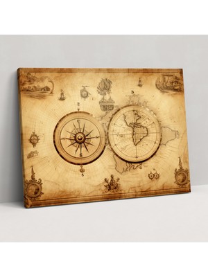 Painted Anarchy Deniz Dünya Haritası Kanvas Tablo - Dünya Haritası, Kanvas Tablo, Duvar Dekorasyonu, Duvar Sanatı, 50X30