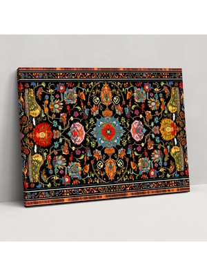 Painted Anarchy Türk Halı Desenli Vintage Kanvas Tablo - Türk Halısı, Duvar Dekorasyonu, Vintage, Kanvas Tablo, 50X30