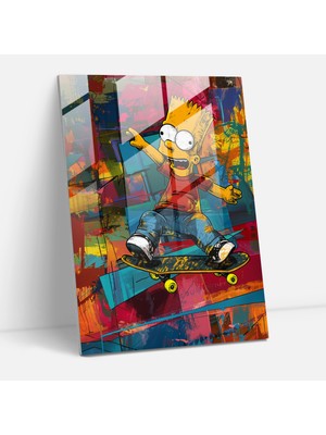Painted Anarchy Bart Simpson Cam Baskı - Simpsonlar, Renkli, Cam Sanatı, Modern Sanat, 30X45