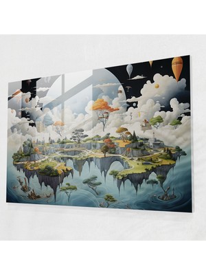 Painted Anarchy Dünya Haritası Duvar Dekorasyonu - Dünya Haritası 2, Sürrealist Başyapıt, Cam Duvar Sanatı, Fantastik Manzaralar, 45X30