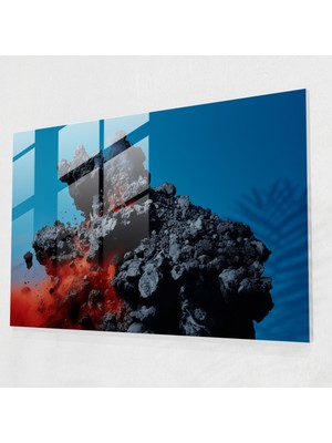 Painted Anarchy Ürkütücü Volkan Cam Baskı - Volkan, Çağdaş Fotoğrafçılık, Açık Mavi Gökyüzü, Cam Sanatı, 45X30