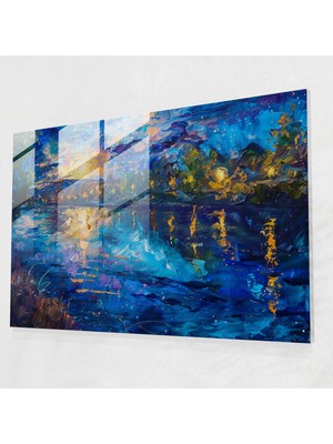 Painted Anarchy Vincent Van Gogh Modern Sanat - Yıldızlı Gece ve Rhone Nehri - Vincent Van Gogh, Modern Sanat, Ev Dekorasyonu, Cam Baskı, 45X30