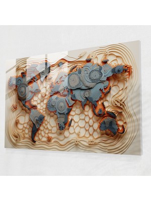 Painted Anarchy Dünya Haritası Cam Duvar Tablosu - Geometrik Tasarım - Dünya Haritası 2, Cam Sanatı, Cam Baskı, Duvar Süslemesi, 45X30