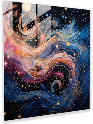 Painted Anarchy Galaktik Parıltılı Cam Baskı - Parıltılı, Parlayan Yıldızlar, Parıltılı, Uzay, 30X30