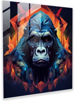 Painted Anarchy Geometrik Gorilla Cam Duvar Tablosu - Goril, Cam Sanatı, Ev Dekorasyonu, Cam Baskı, 30X30