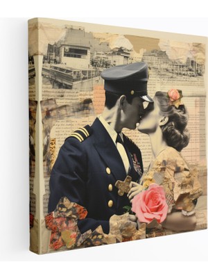 Painted Anarchy Zamansız Öpücük Duvar Sanatı - Öpücük, Kolaj Sanatı, Karışık Teknik Kanvas Tablo, Kanvas Tablo, 30X30