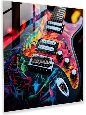 Painted Anarchy Metallica Gitar Cam Baskı - Metallica, Ev Dekorasyonu, Cam Baskı, Rock And Roll, 30X30