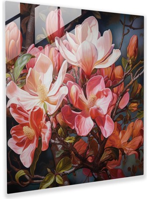 Painted Anarchy Manolya Elegance Cam Baskı - Manolya, Doğa, Yağlıboya Tablo, Ev Dekorasyonu, 30X30