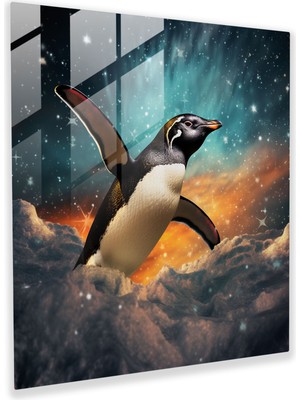 Painted Anarchy Cam Baskı - Uçan Penguen - Penguen, Duvar Dekorasyonu, Cam Duvar Sanatı, Ev Dekorasyonu, 30X30