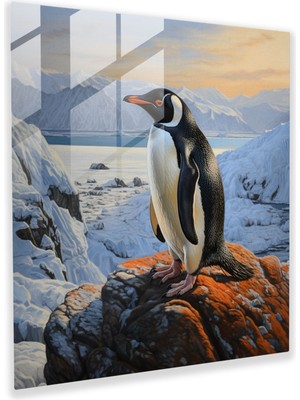 Painted Anarchy Penguen Cam Baskı - Gerçekçi Yağlıboya Tablo, Duvar Dekorasyonu - Penguen, Gerçekçi Yağlıboya Tablo, Cam Duvar Sanatı, Modern Sanat, 30X30