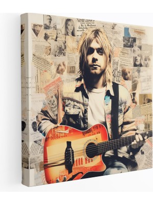 Painted Anarchy Kurt Cobain Kanvas Tablo - Kolaj Duvar Tablosu - Kurt Cobain, Kolaj, El Yazısı Notlar, Kanvas Tablo, 30X30